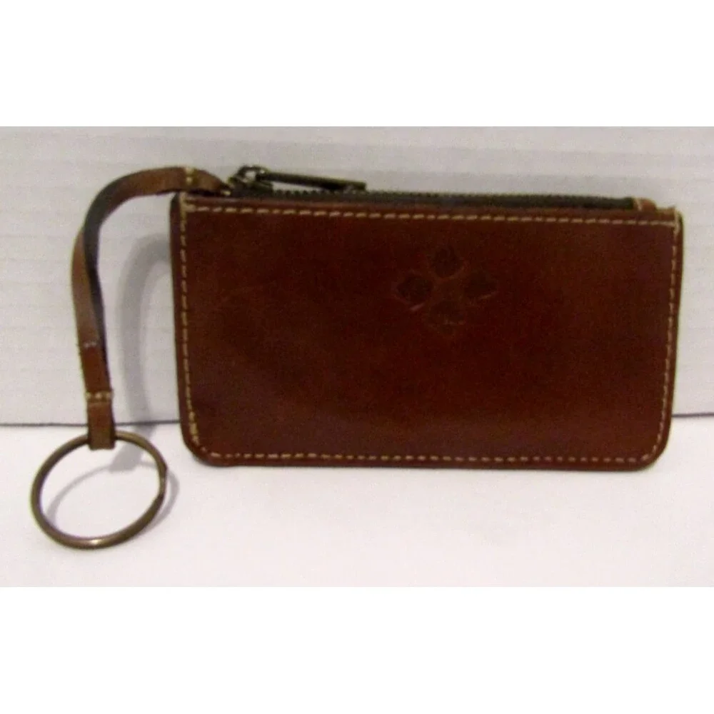 Patricia Nash Leather ID Wallet Keychain Brown Boho Luxe Chic Rare